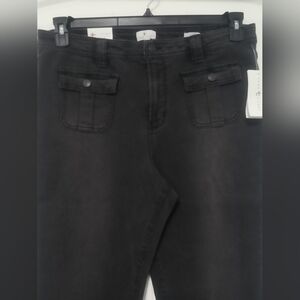 New Black Wide Legs Jeans / Size 16 Junior